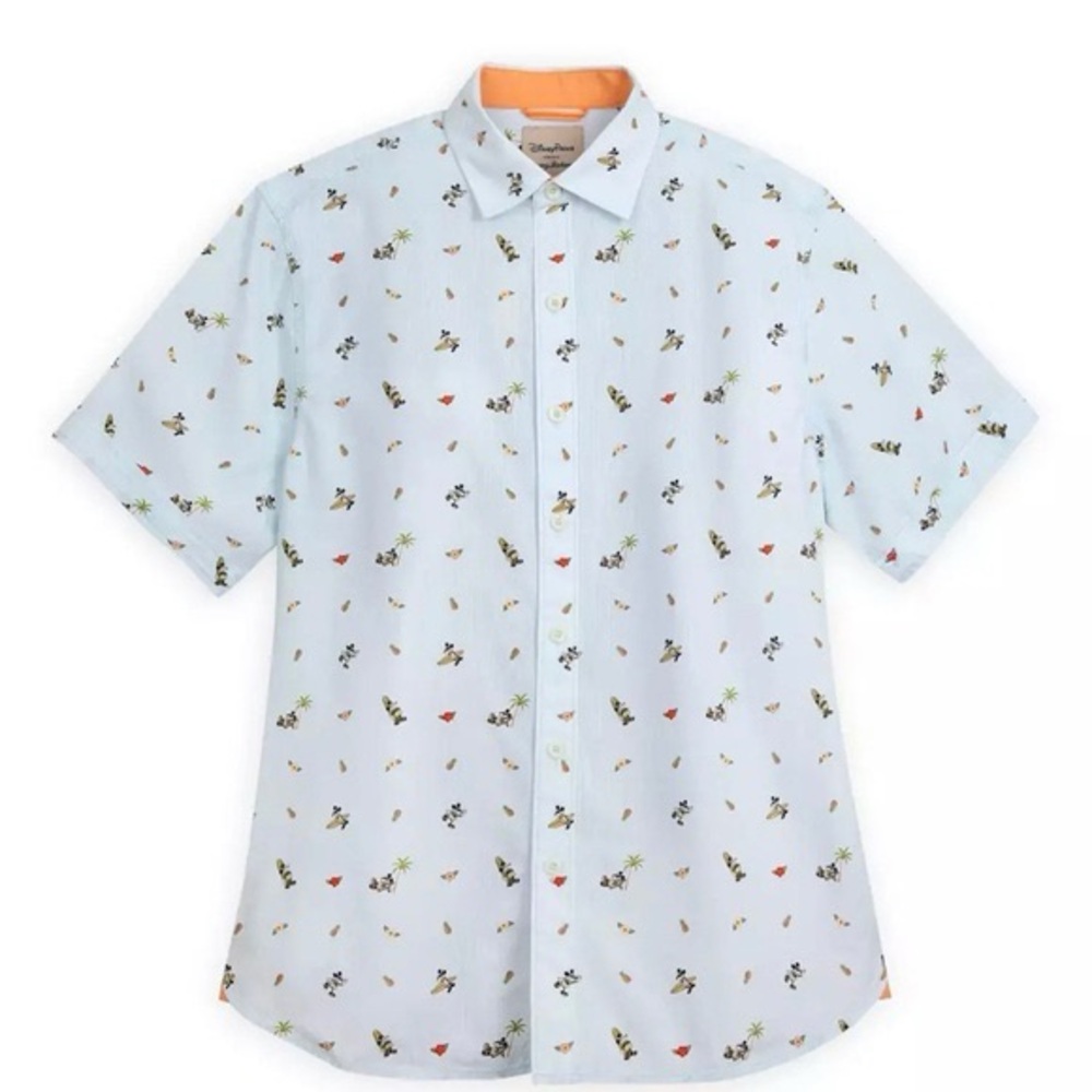 Disney Parks Tommy Bahama Mickey Mouse Button Down Shirt Light Blue Mens